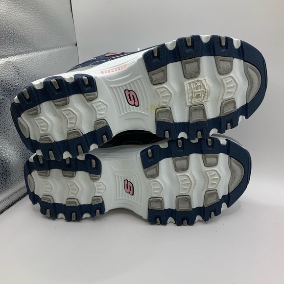 Skeckers Sports Woman's D'Lites Blue Pink Memory Foam Lace Up Wide Fit - 8 - Picture 7 of 9